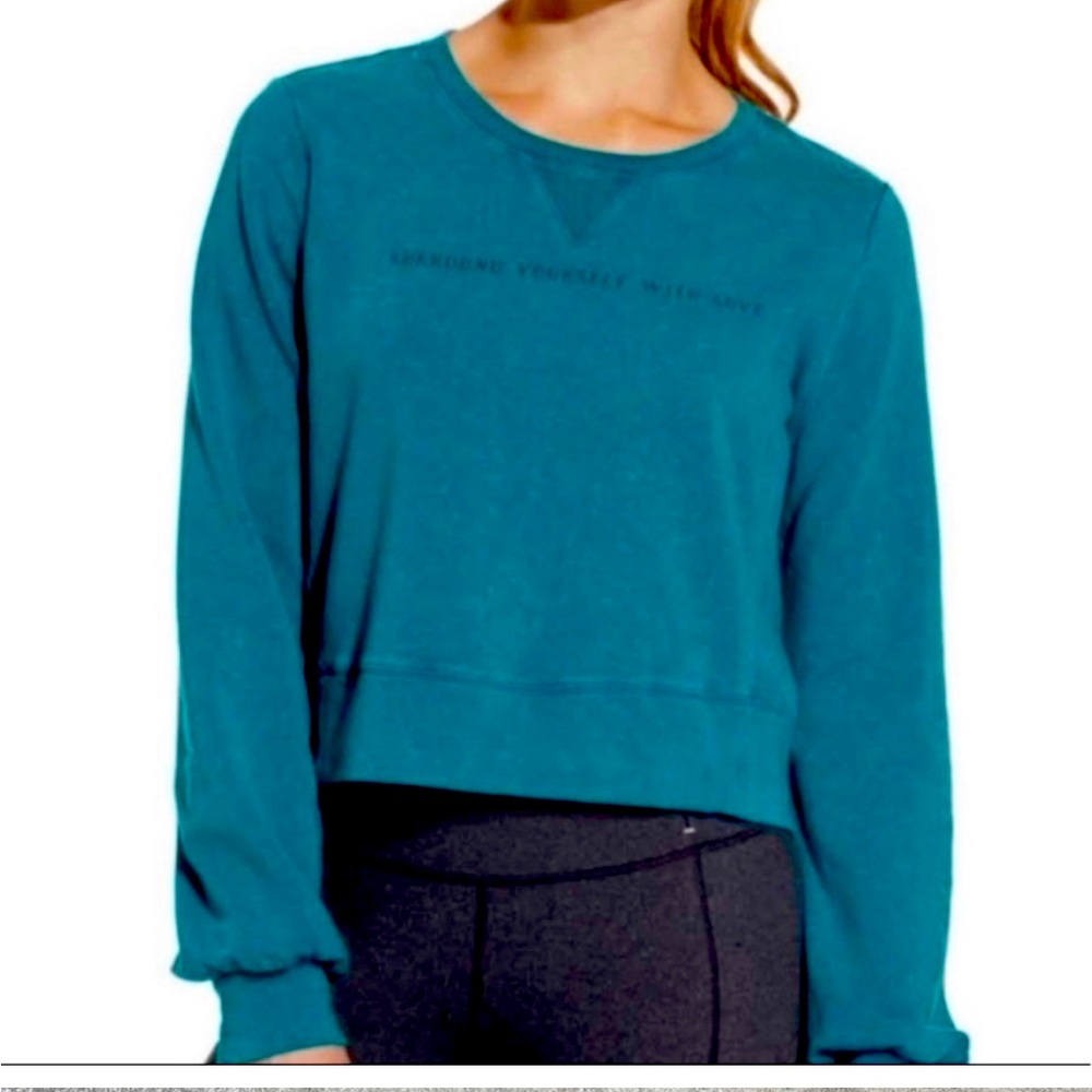 Calia Carrie Underwood Cropped Acid Wash Sweatshirt